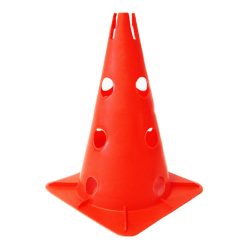   Capetan® 30 cm hohes Markierungshütchen oben mit Einkerbungen für Stangen, rot, mit 12 Löchern an der Seite 