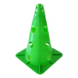   Capetan® 30 cm hohes Markierungshütchen oben mit Einkerbungen für Stangen, grün, mit 12 Löchern an der Seite 