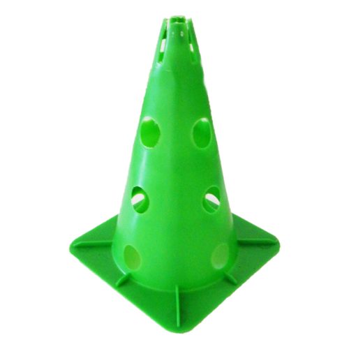 Capetan® 30 cm hohes Markierungshütchen oben mit Einkerbungen für Stangen, grün, mit 12 Löchern an der Seite 