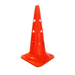   Capetan® 50 cm hohes orangenfarbenes Markierungshütchen oben mit Einkerbungen für Stangen, mit 12 Löchern an der Seite 