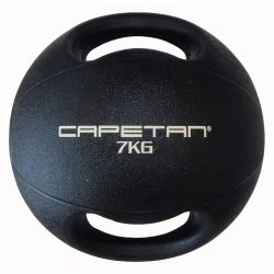   Capetan® Professional Line Dual Grip 7 kg Medizinball aus Gummi mit zwei Griffen (auf Wasser schwimmend) – 7 kg Training Medizinball mit Griffen