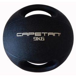   Capetan® Professional Line Dual Grip 9 kg Medizinball aus Gummi mit zwei Griffen (auf Wasser schwimmend) – 9 kg  Training Medizinball mit Griffen