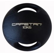   Capetan® Professional Line Dual Grip 10 kg Medizinball aus Gummi mit zwei Griffen (auf Wasser schwimmend) – 10 kg Cross Training Medizinball mit Griffen