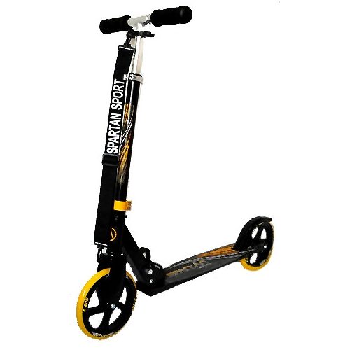"Gigant Wheel" Roller mit riesigen (200 x 34 mm) Rädern – schwarz-gelber Aluroller für Kinder/Erwachsene, verstellbare Lenksäule, schwarze Handgriffe