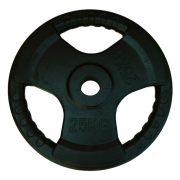 Capetan® Professional Line Olympic Tri Grip gummiüberzogene 25 kg Hantelgewicht aus Stahl mit 51 mm Lochdurchmesser und Griffen Capetan® Professional Line Olympic Tri Grip gummiüberzogene 25 kg Hantelgewicht aus Stahl mit 51 mm Lochdurchmesser und Griffen