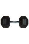 Capetan® Professional Line 17,5 kg HEX Einhand-kurzhantel für Fitnessraum mit gummierten Köpfen und verchromtem Griff – gummierte Hexagonhantel