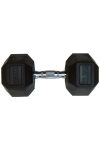 Capetan® Professional Line 22,5 kg HEX Einhand-kurzhantel für Fitnessraum mit gummierten Köpfen und verchromtem Griff – gummierte Hexagonhantel