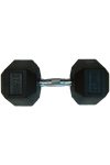Capetan® Professional Line 27,5 kg HEX Einhand-kurzhantel für Fitnessraum mit gummierten Köpfen und verchromtem Griff – gummierte Hexagonhantel