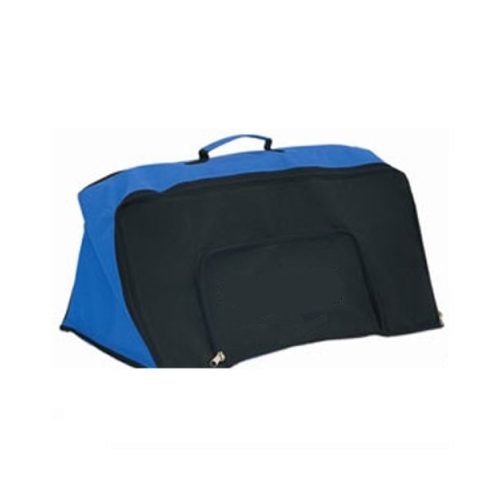 Speziell gestaltete Sporttasche zum Transportieren, Speichern eines Minihürdensets (für 6 Stck. 30 cm hohe Hürden) mit durch Reißverschluss nach unten öffnendem Fach, mit zwei verschiedenen Speicherfächern für Sportausrüstungen